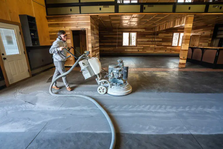 Concrete floor coating installation process